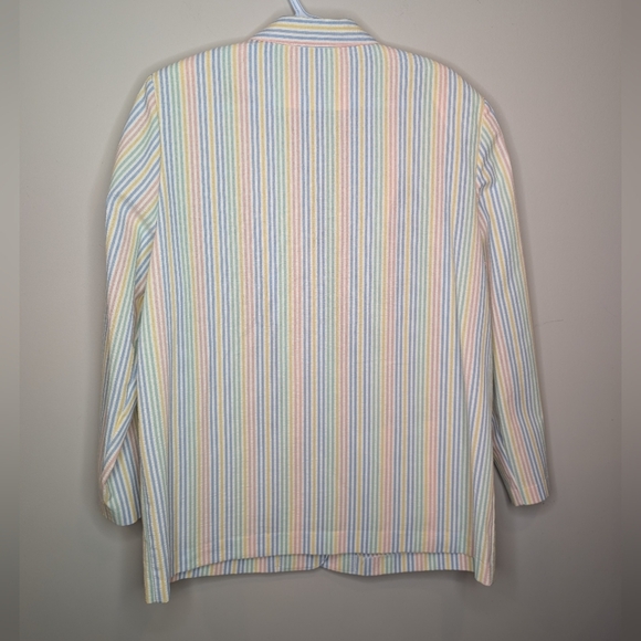 Vintage Alfred Dunner Petite 16 Pastel Striped Two Button Blazer Jacket - Picture 2 of 11